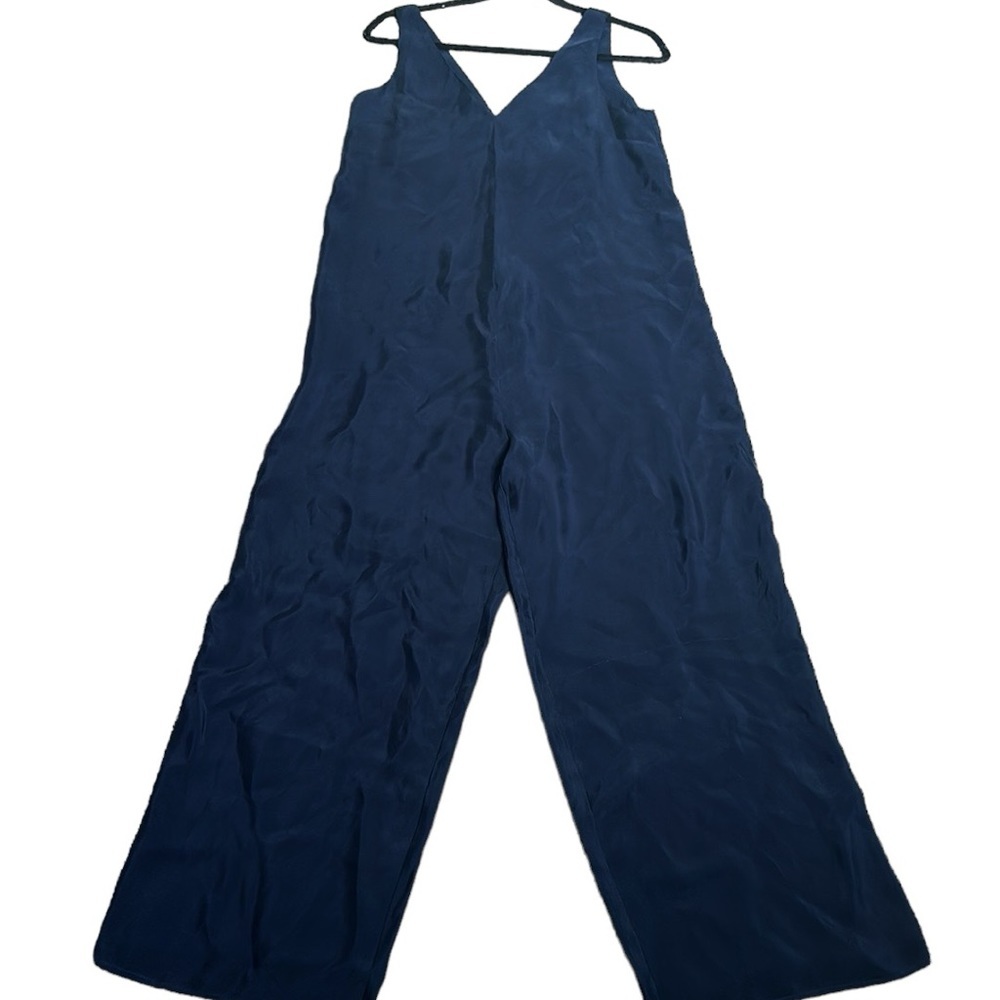 HATCH navy blue vneck wide leg jumpsuit size 0